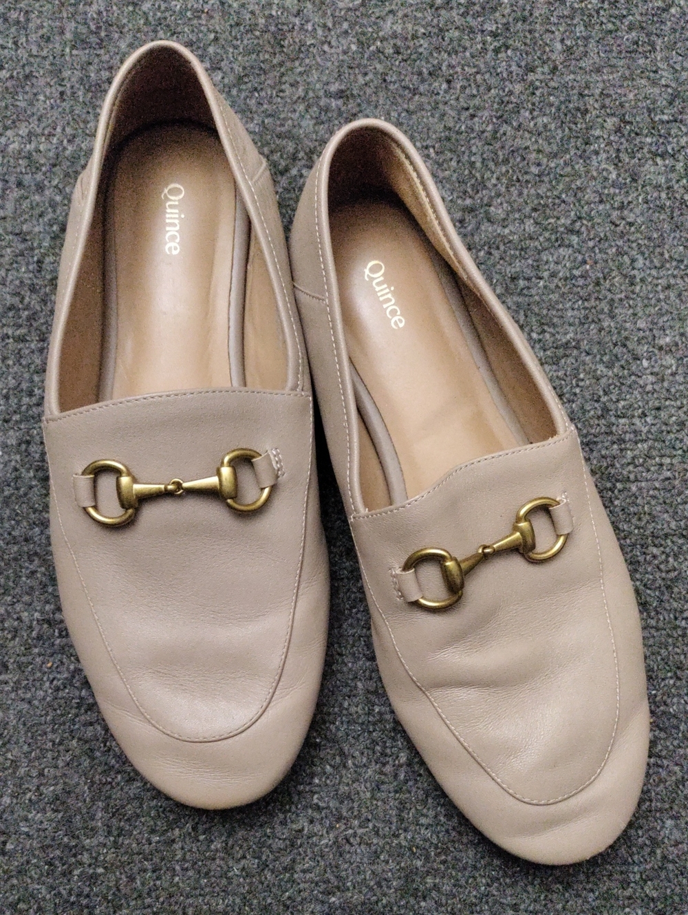 Quince Beige Leather Loafers with Gold Horsebit